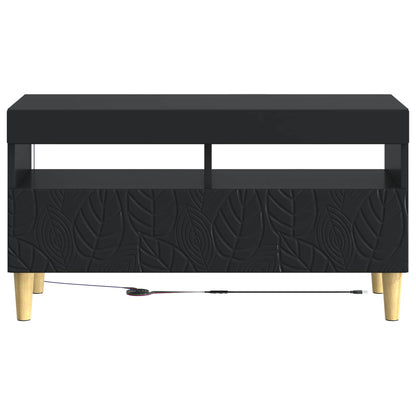 LED tv-meubel Zwart Bewerkt hout