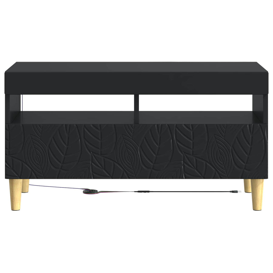 LED tv-meubel Zwart Bewerkt hout