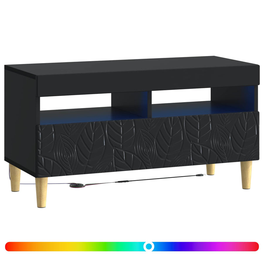 LED tv-meubel Zwart Bewerkt hout