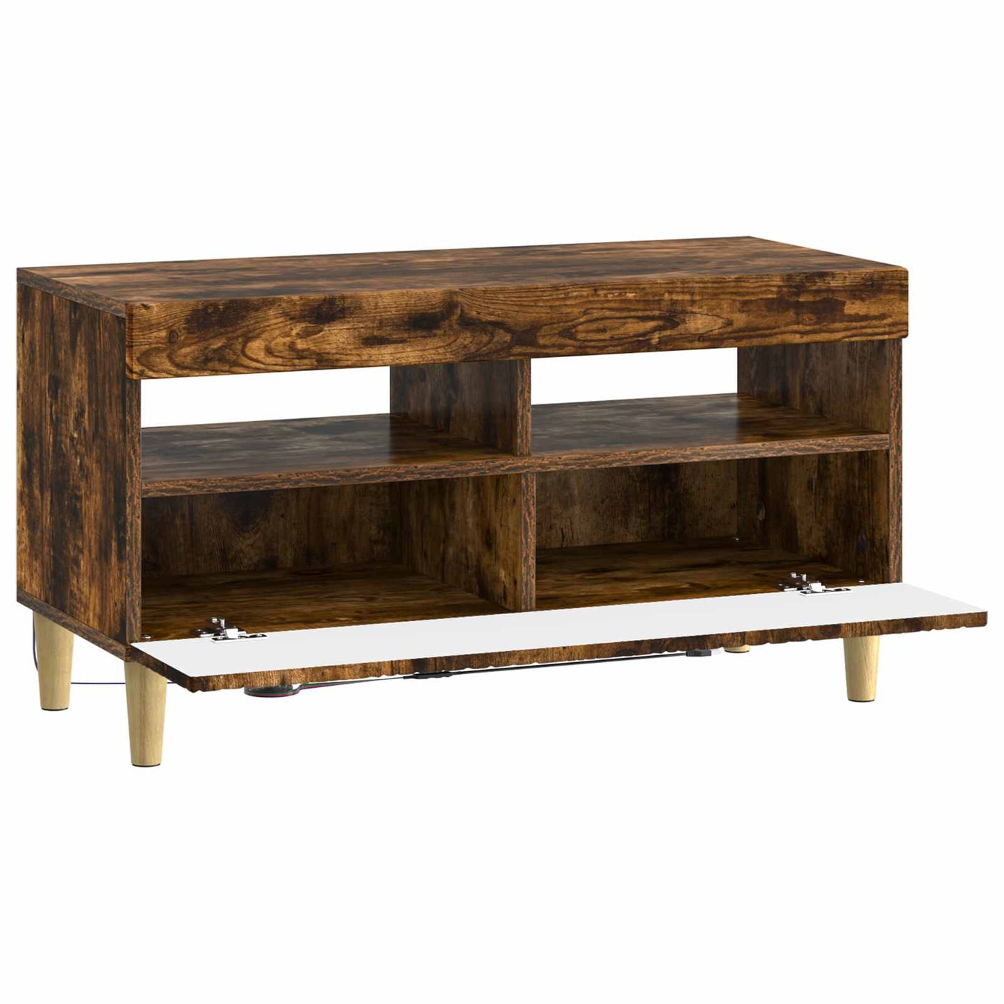 LED tv-meubel Gerookt eiken Bewerkt hout