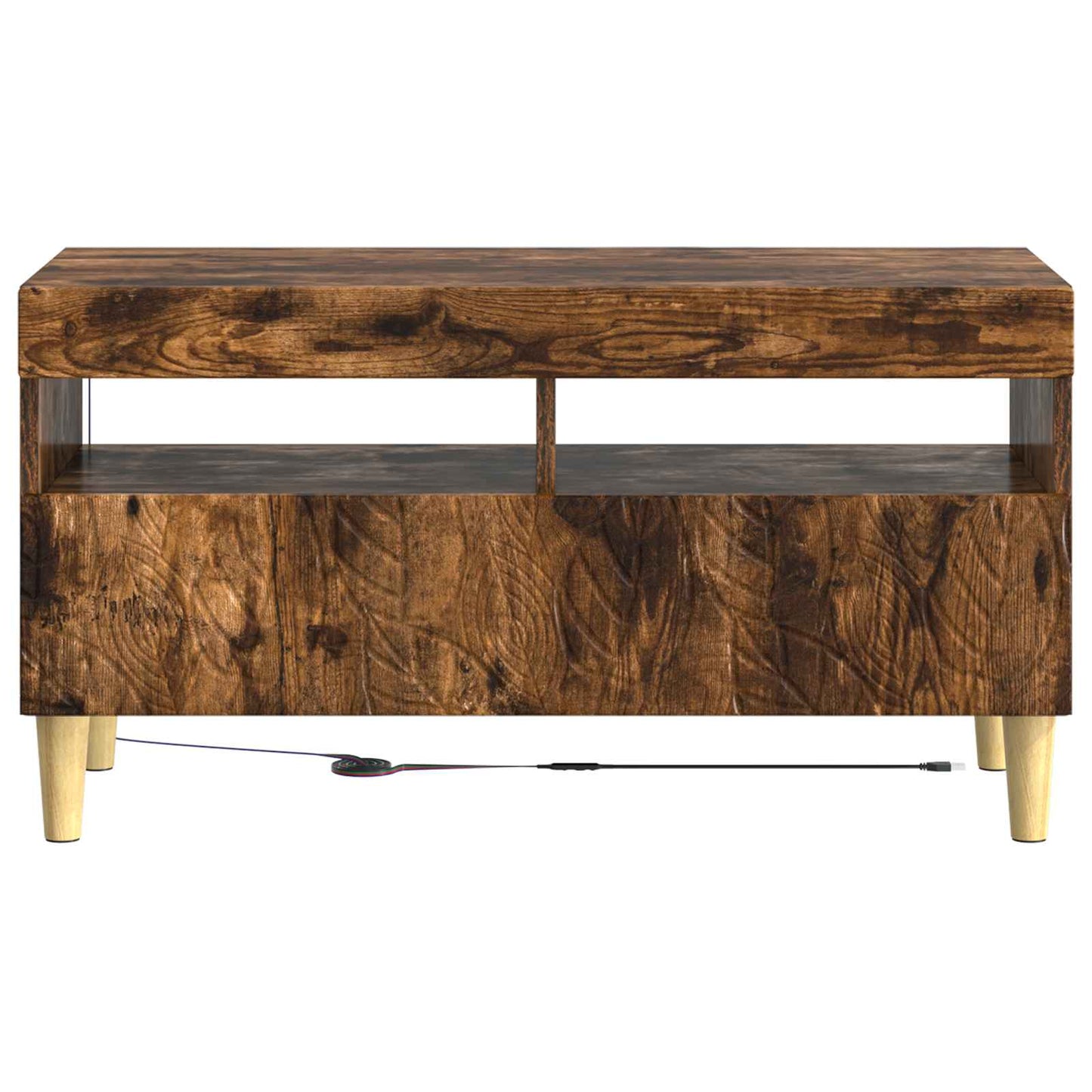 LED tv-meubel Gerookt eiken Bewerkt hout