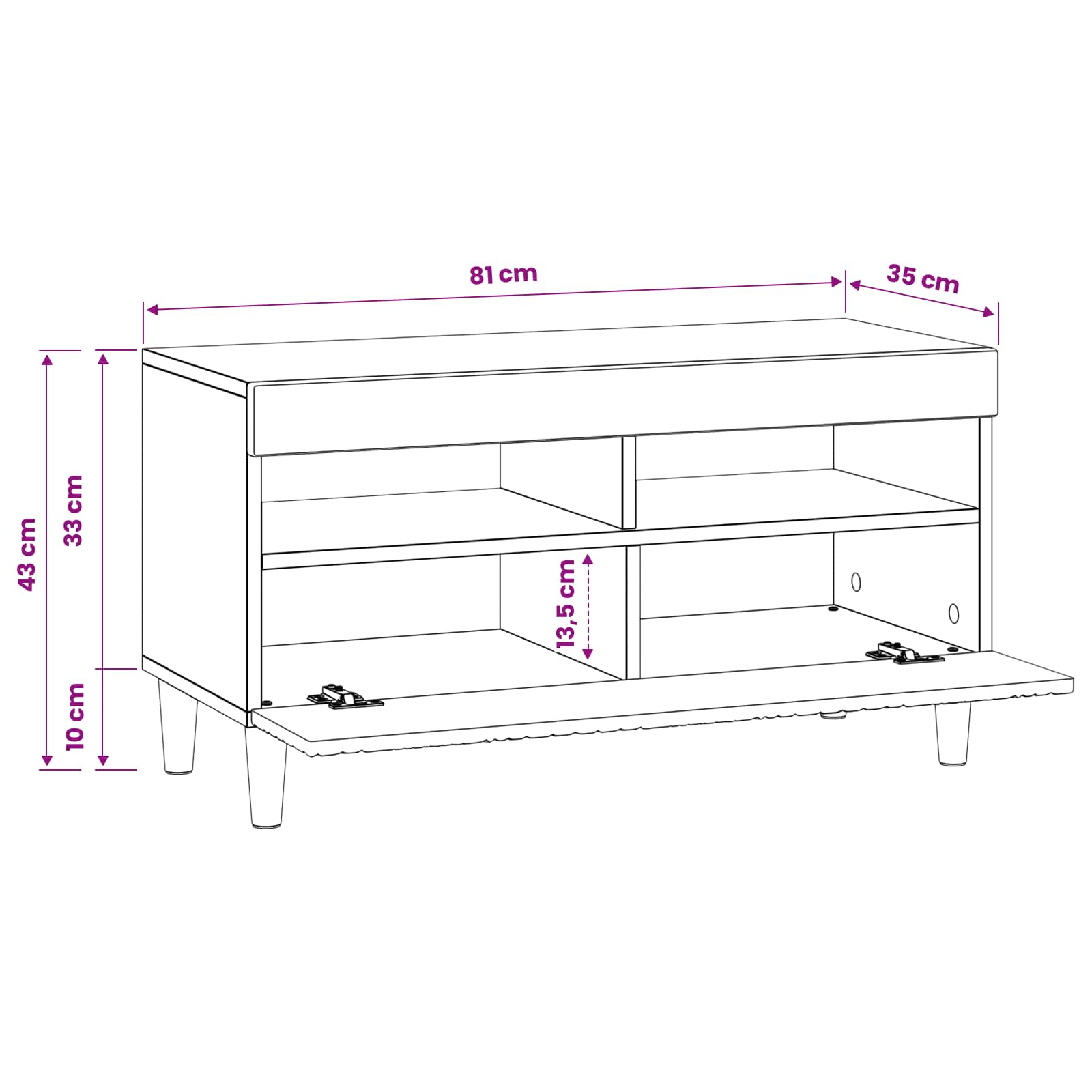 LED tv-meubel Gerookt eiken Bewerkt hout