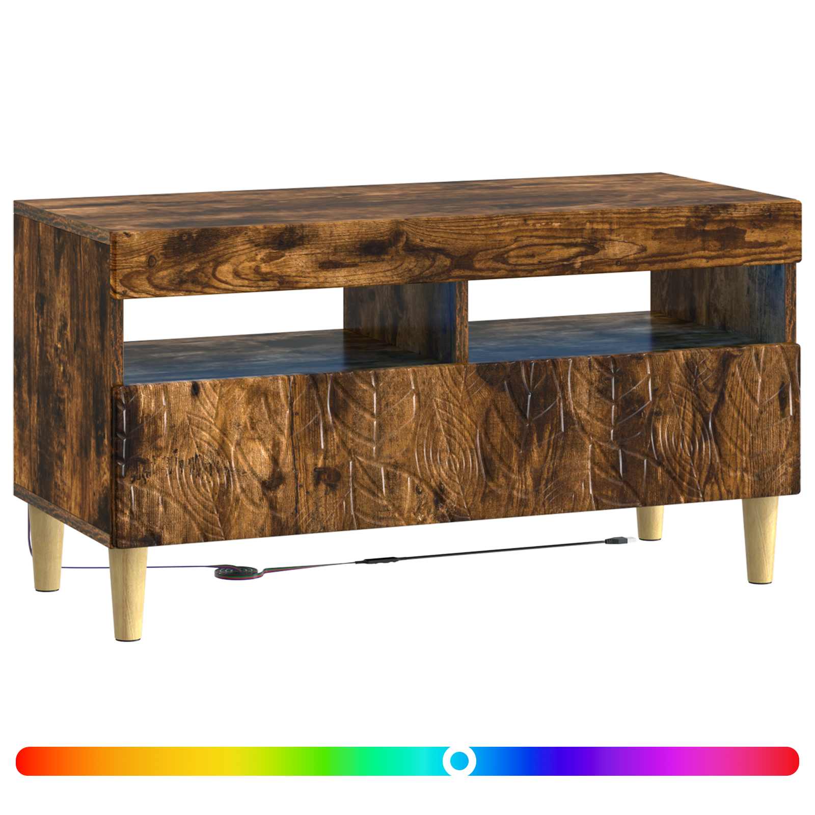 LED tv-meubel Gerookt eiken Bewerkt hout