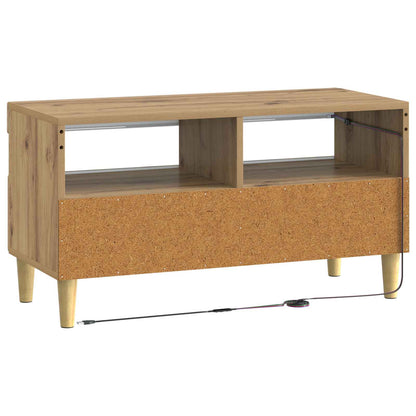 LED tv-meubel Artisanaal eiken Bewerkt hout
