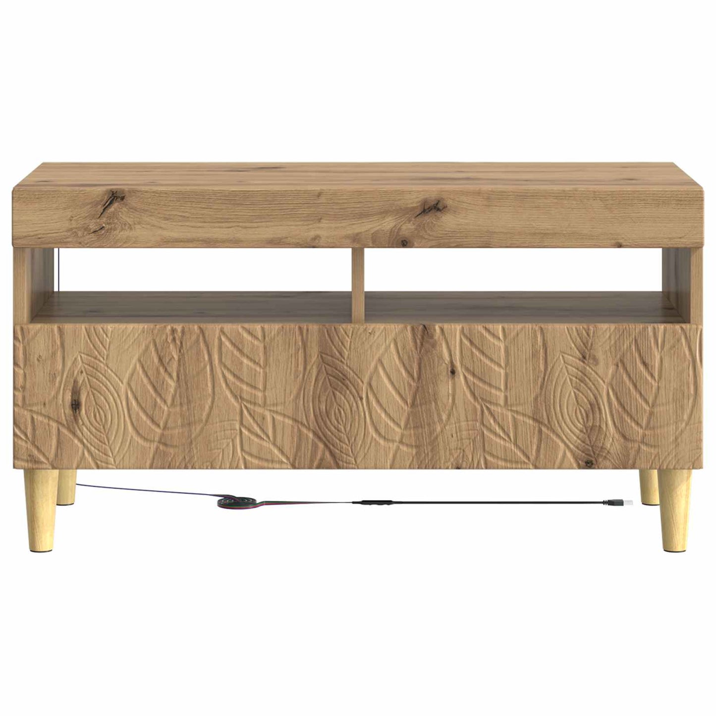 LED tv-meubel Artisanaal eiken Bewerkt hout