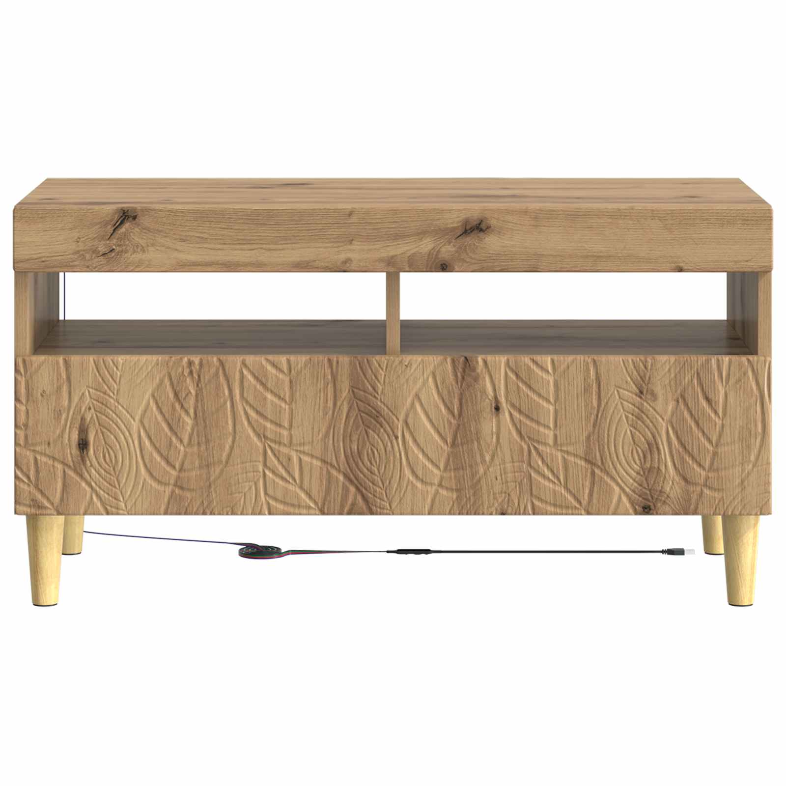 LED tv-meubel Artisanaal eiken Bewerkt hout