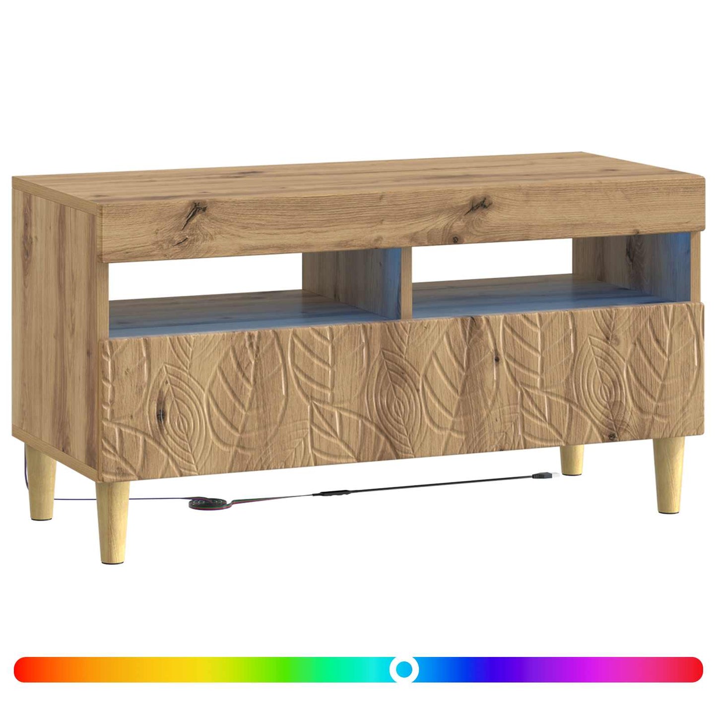 LED tv-meubel Artisanaal eiken Bewerkt hout