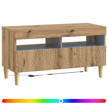 LED tv-meubel Artisanaal eiken Bewerkt hout