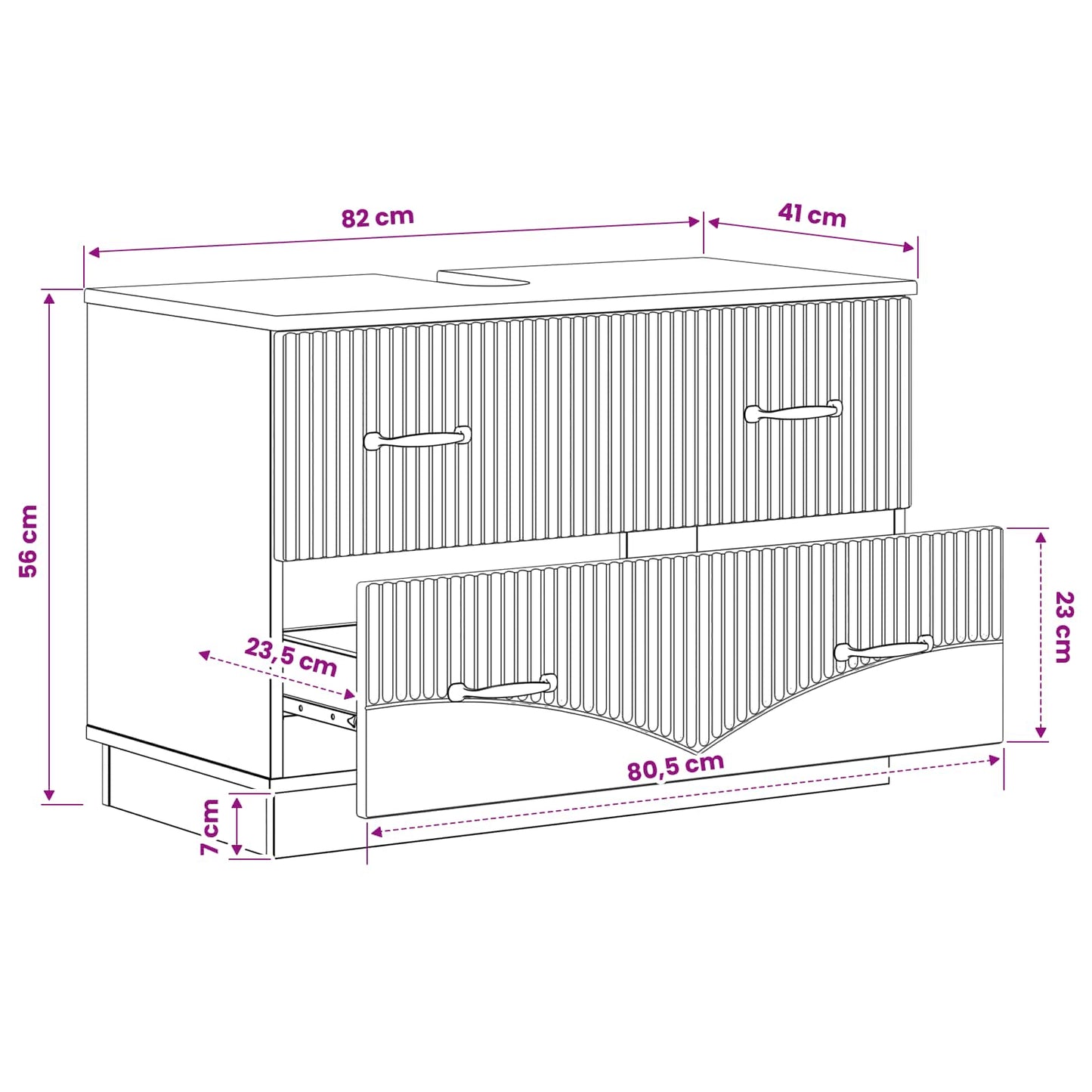 Badkamer wastafelkast HOORN Sonoma Eiken 82 x 41 x 56 cm