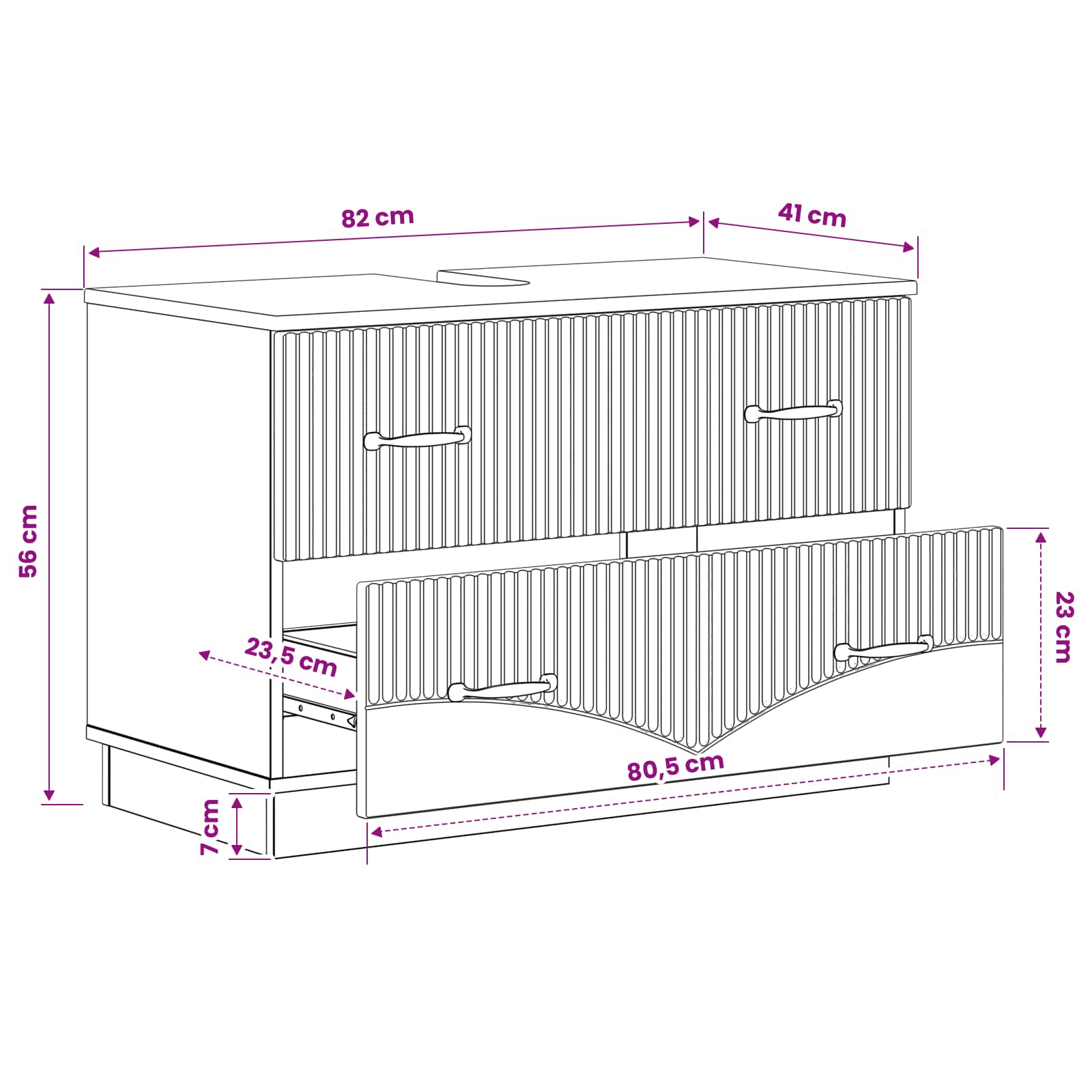 Badkamer wastafelkast HOORN Sonoma Eiken 82 x 41 x 56 cm