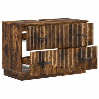 Badkamer wastafelkast HOORN Gerookt eiken 82 x 41 x 56 cm