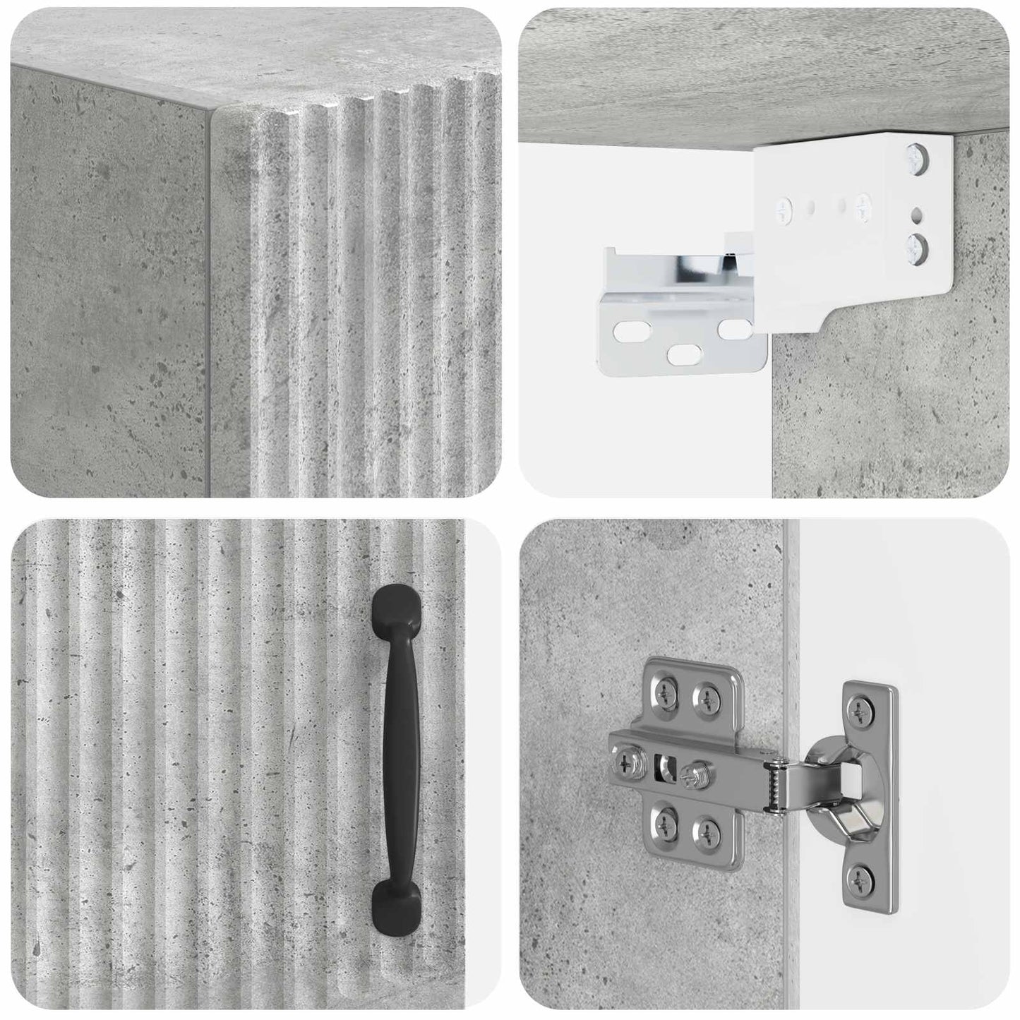 Badkamer wandkast HOORN Betongrijs 30 x 31 x 59 cm Bewerkt hout