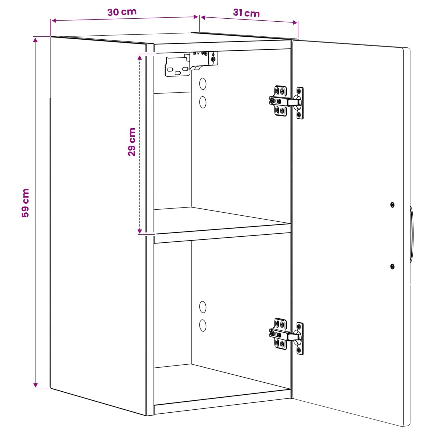 Badkamer wandkast HOORN Betongrijs 30 x 31 x 59 cm Bewerkt hout