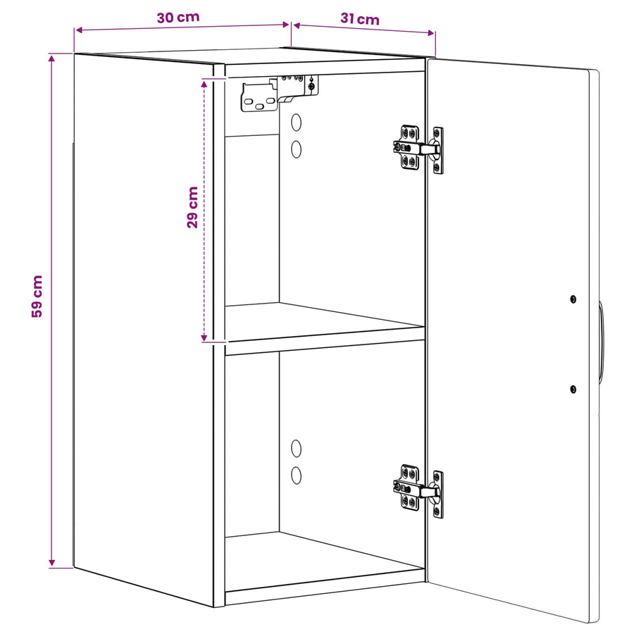 Badkamer wandkast HOORN Oud hout 30 x 31 x 59 cm Bewerkt hout