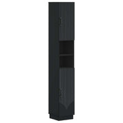 Badkamerkast zwart 30x31x187 cm met open plank