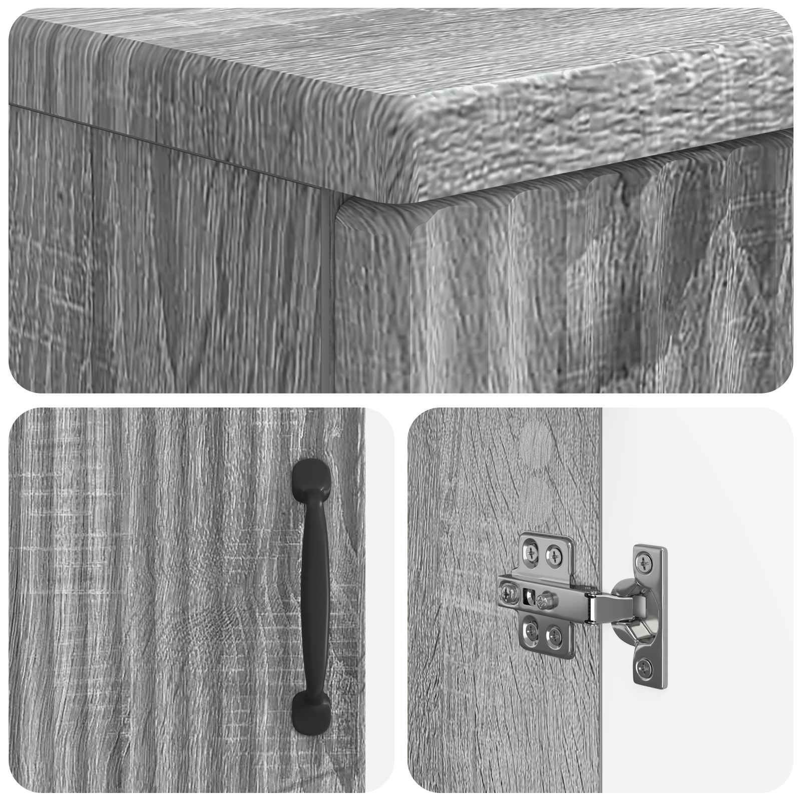 Badkamerkast met Open Plank HOORN Grijs Sonoma 30 x 31 x 187 cm