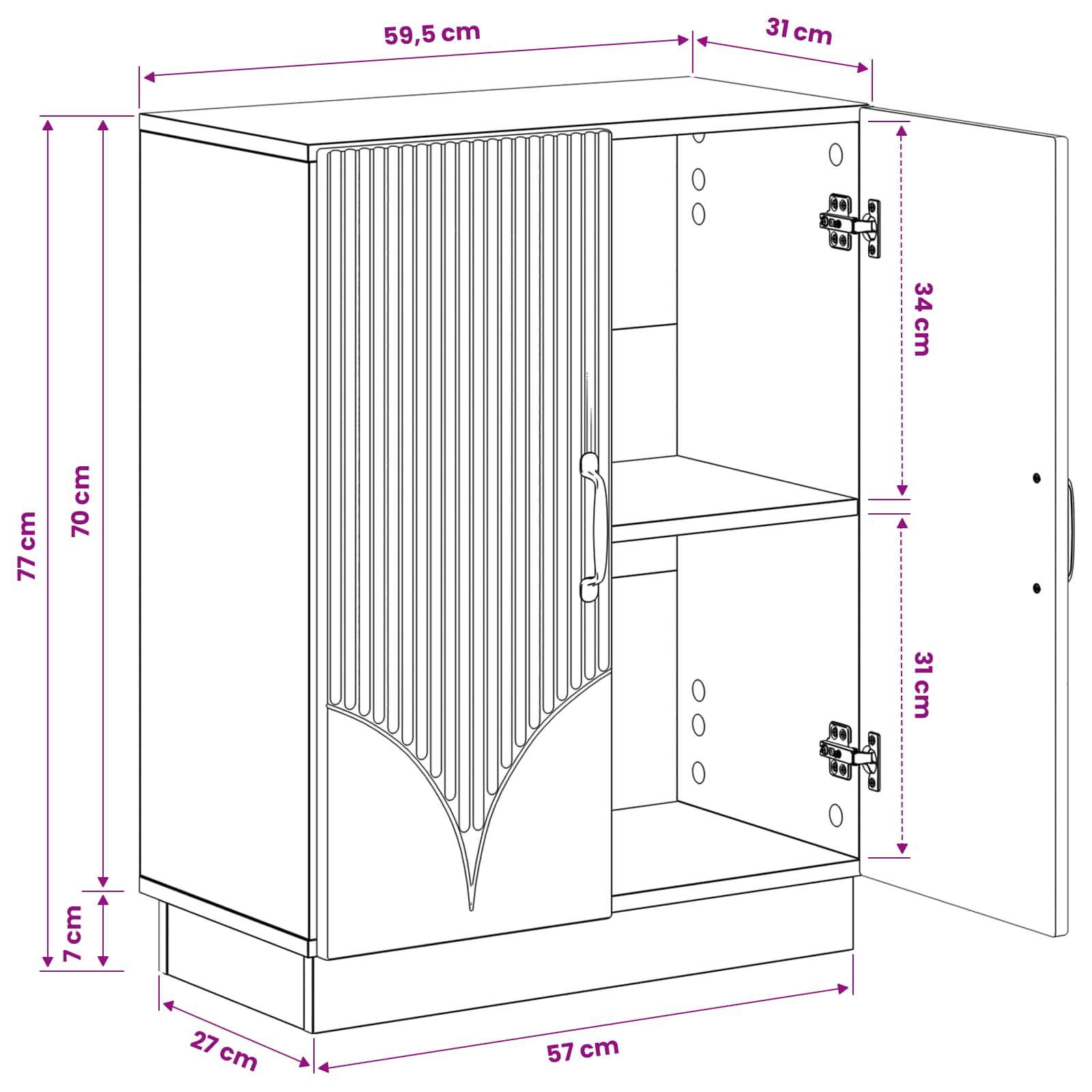 Badkamer Opbergkast HOORN Betongrijs 59,5 x 31 x 77 cm