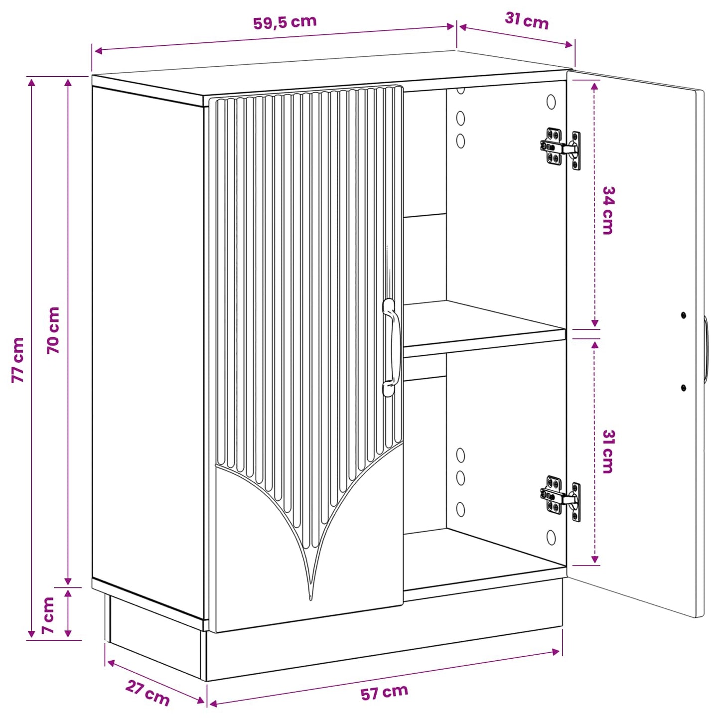 Badkamer Opbergkast HOORN Hoogglans Wit 59,5 x 31 x 77 cm