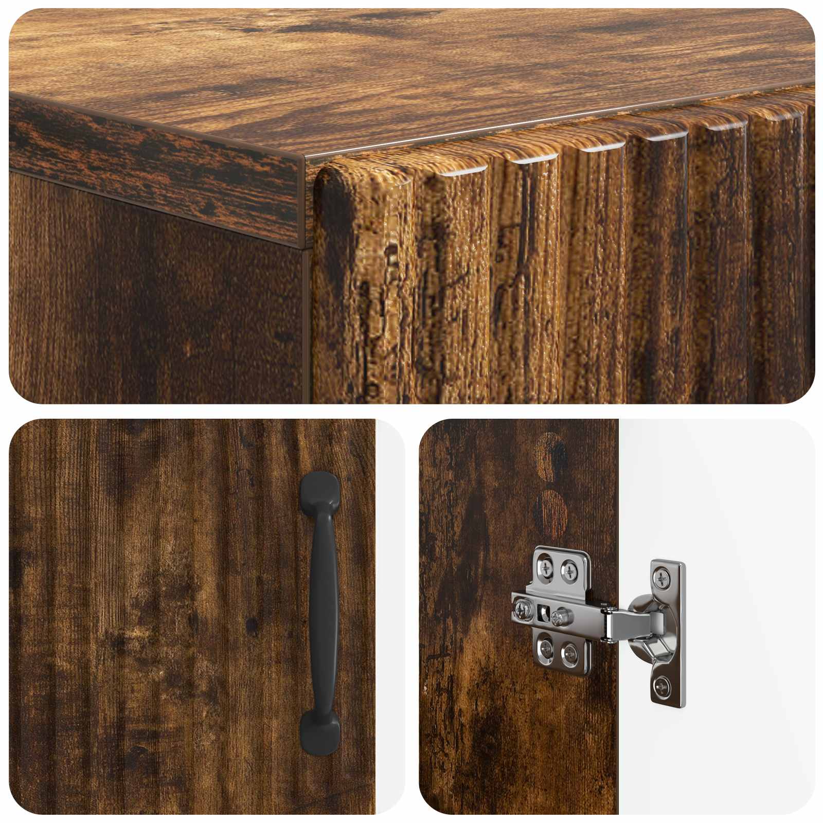 Badkamer Opbergkast HOORN Gerookt eiken 59,5 x 31 x 77 cm