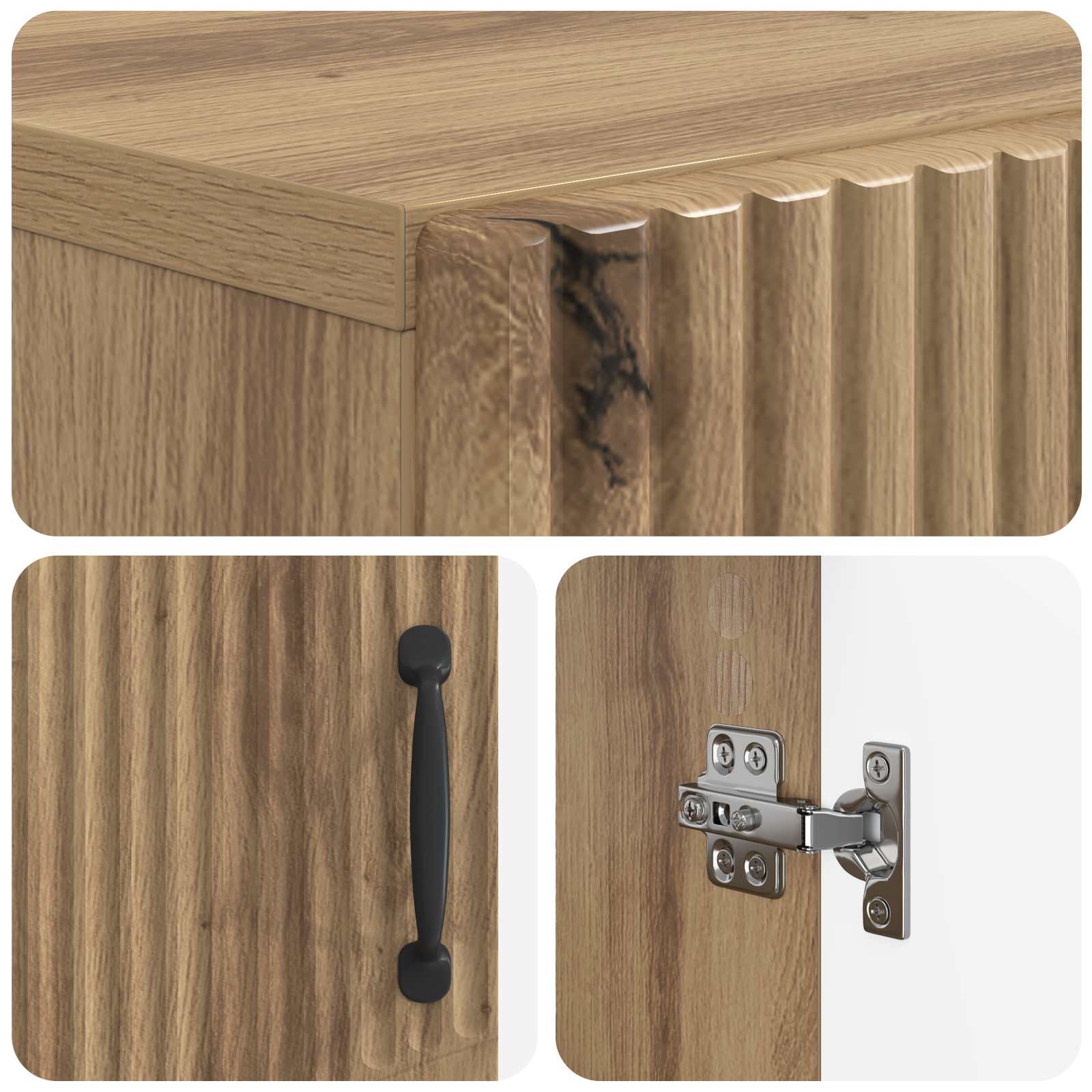 Badkamer Opbergkast HOORN Artisanaal eiken 59,5 x 31 x 77 cm