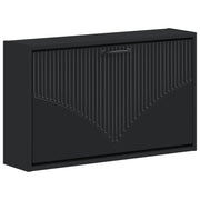 Wandkast schoenenkast HOORN 71x17x43 cm zwart bewerkt hout