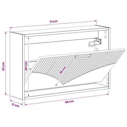 Wandgemonteerde Schoenkast HOORN 71 x 17 x 43 cm Bewerkt hout