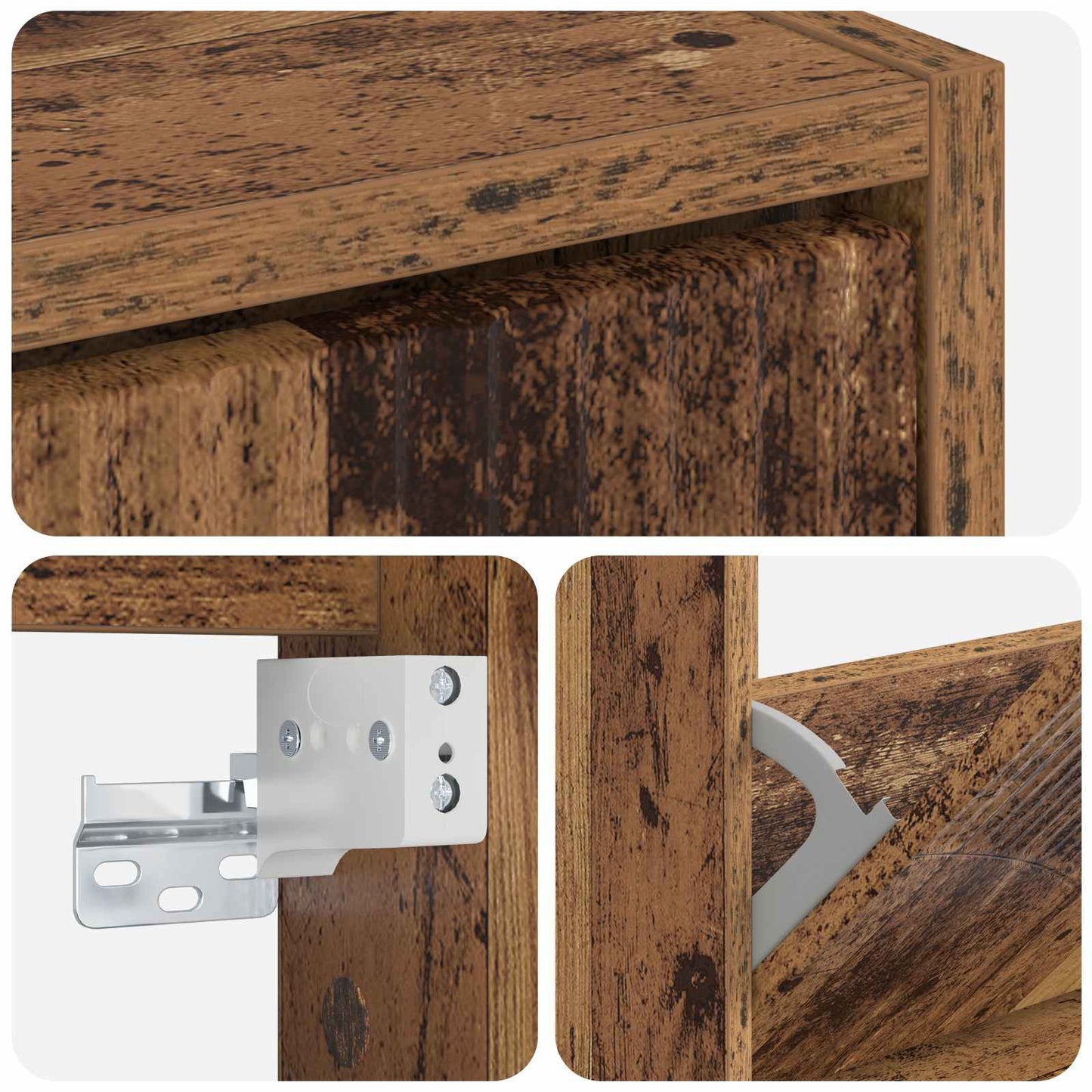 Wandgemonteerde Schoenkast HOORN 71 x 17 x 43 cm Bewerkt hout