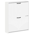 Schoenenkast wandmontage 71x17x86 cm bewerkt hout wit