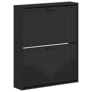 Wandgemonteerde schoenkast 71x17x86 cm zwart bewerkt hout