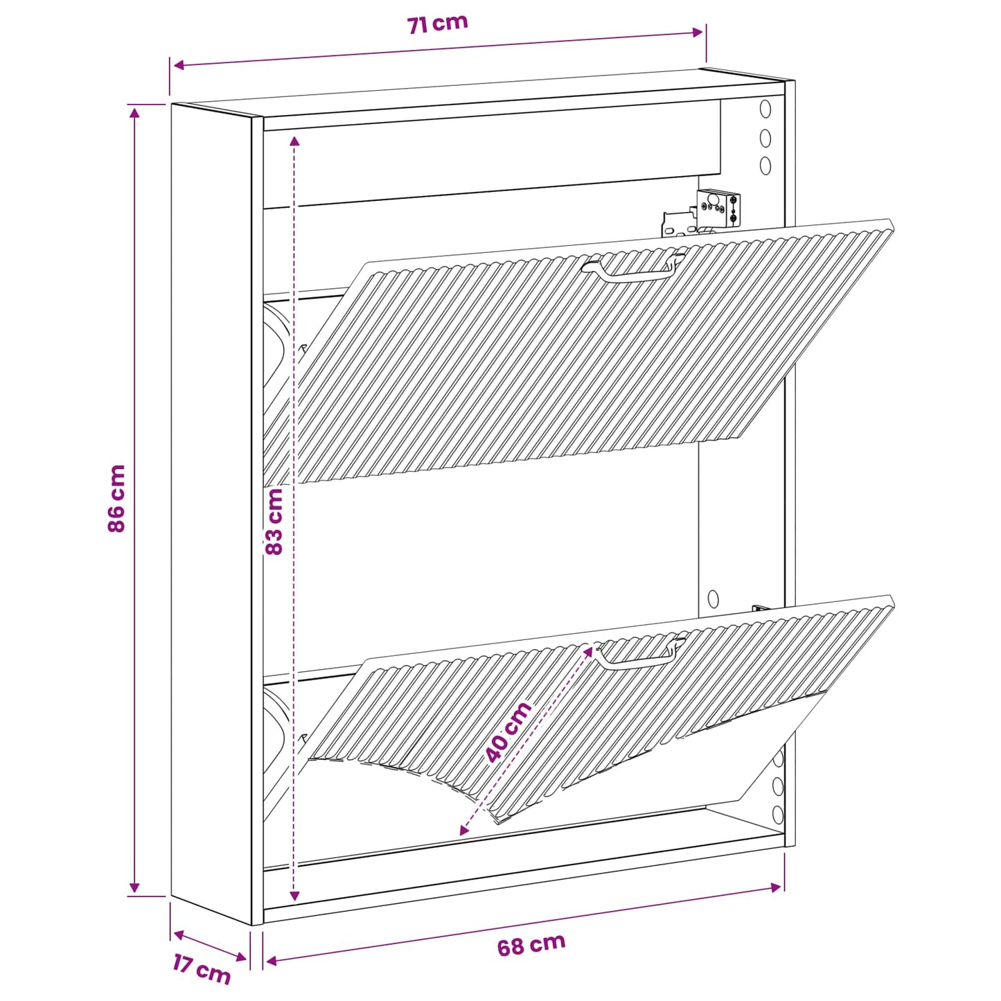 Wandgemonteerde Schoenkast HOORN 71 x 17 x 86 cm Bewerkt hout
