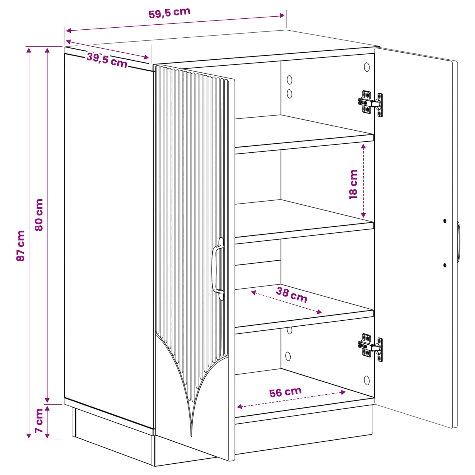 Schoenenkast HOORN 59,5 x 39,5 x 87 cm Bewerkt hout Betongrijs