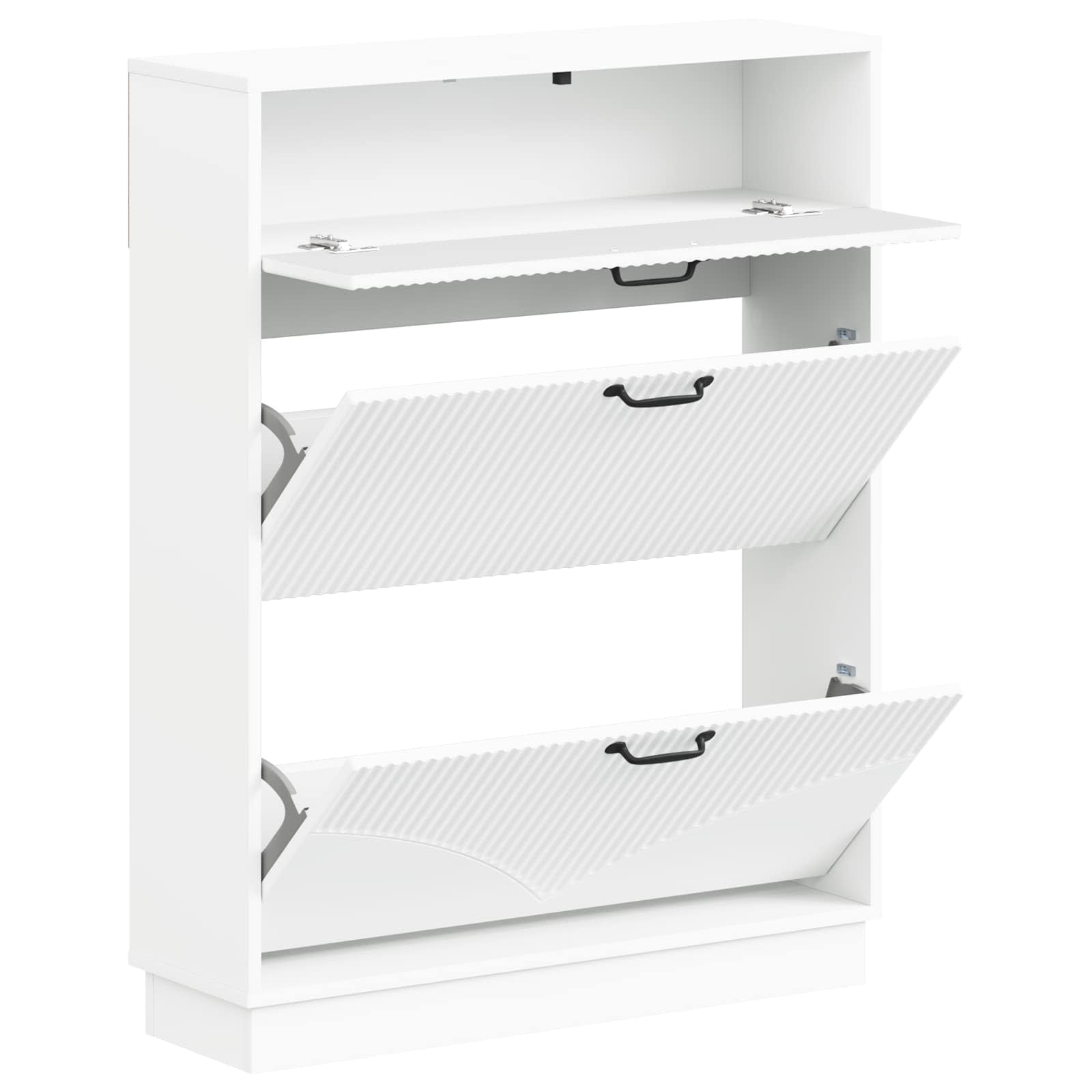 Schoenenkast HOORN 78 x 24 x 100 cm Bewerkt hout Wit