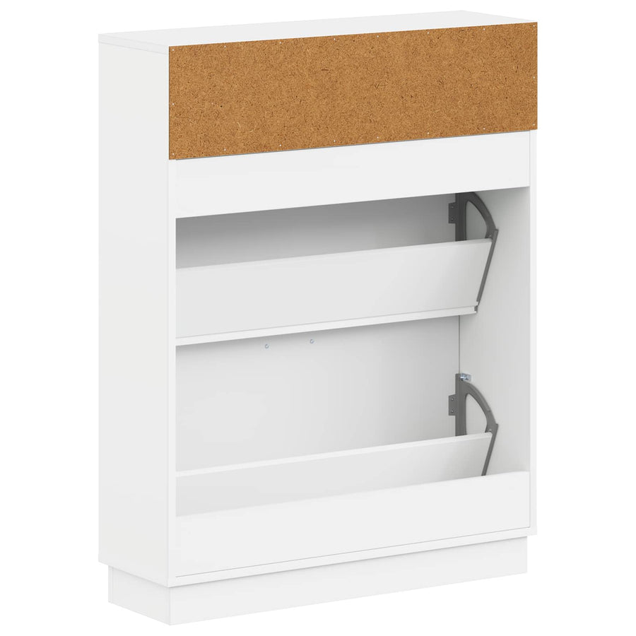 Schoenenkast HOORN 78 x 24 x 100 cm Bewerkt hout Wit