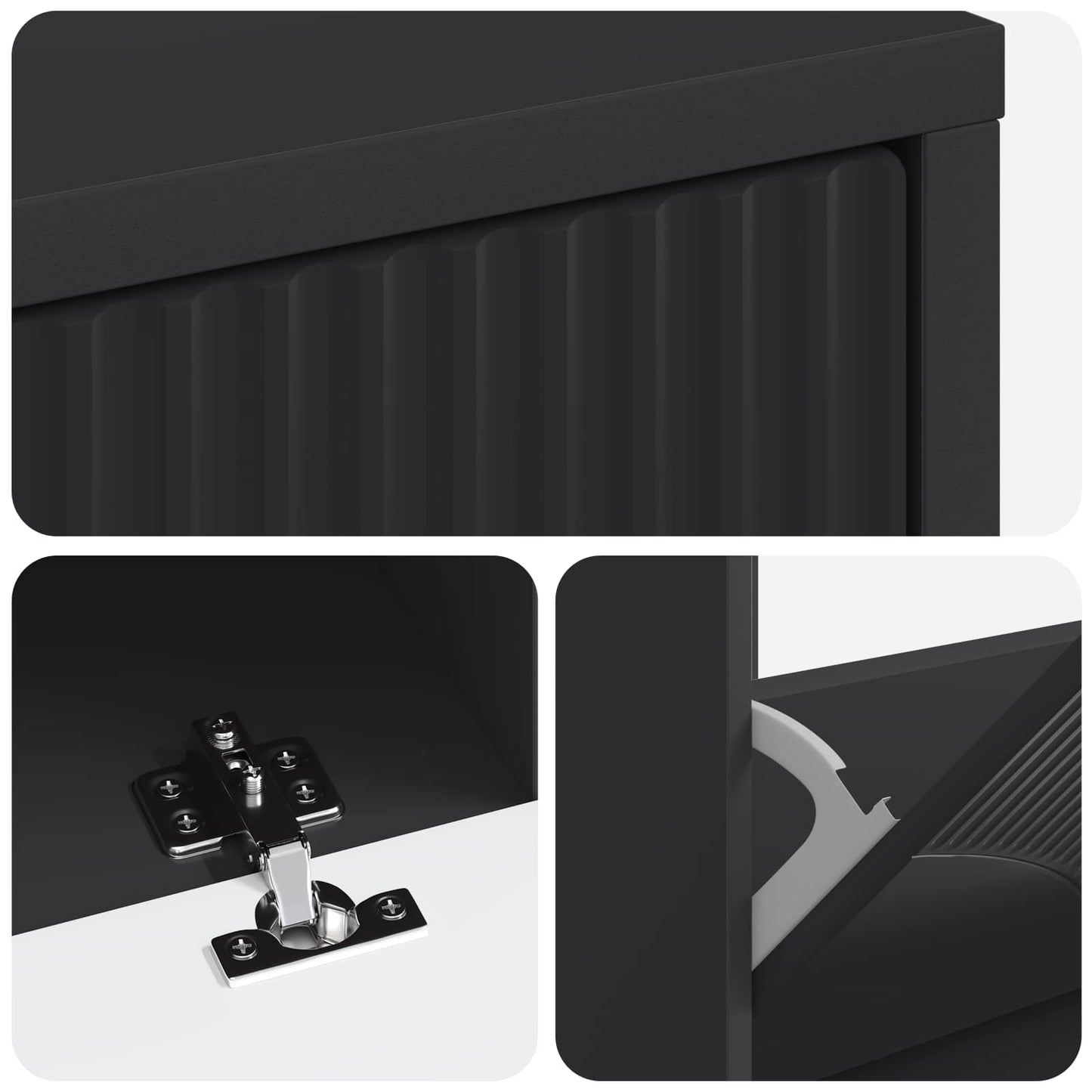 Schoenenkast HOORN 78 x 24 x 100 cm Bewerkt hout Zwart
