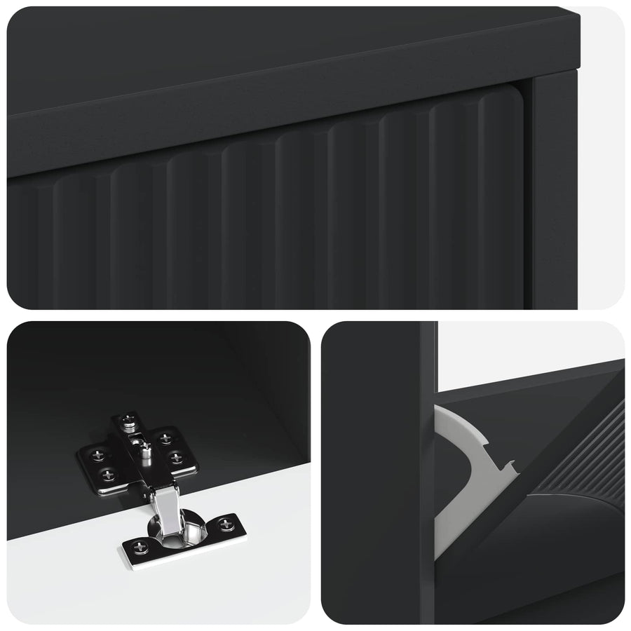 Schoenenkast HOORN 78 x 24 x 100 cm Bewerkt hout Zwart