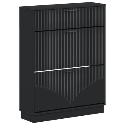 Schoenenkast HOORN 78 x 24 x 100 cm Bewerkt hout Zwart