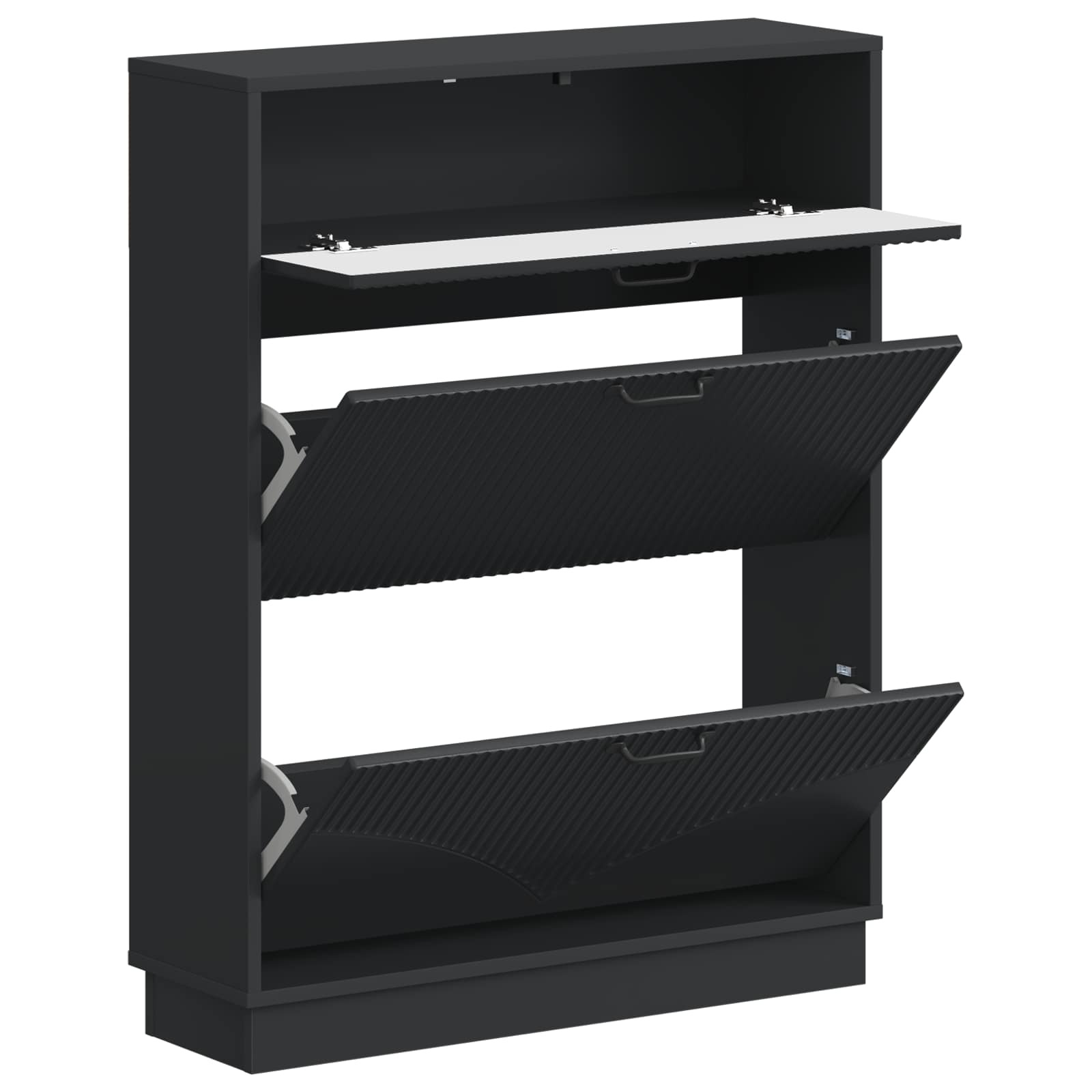 Schoenenkast HOORN 78 x 24 x 100 cm Bewerkt hout Zwart