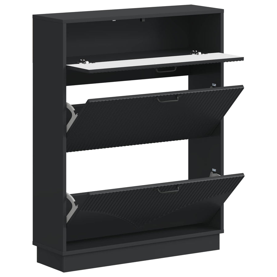 Schoenenkast HOORN 78 x 24 x 100 cm Bewerkt hout Zwart