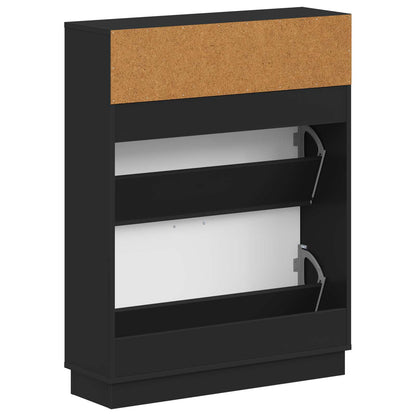 Schoenenkast HOORN 78 x 24 x 100 cm Bewerkt hout Zwart