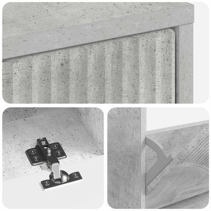 Schoenenkast HOORN 78 x 24 x 100 cm Bewerkt hout Betongrijs