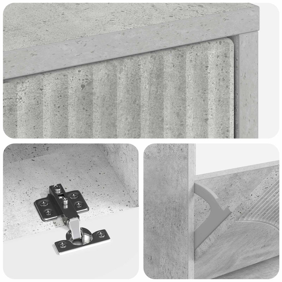 Schoenenkast HOORN 78 x 24 x 100 cm Bewerkt hout Betongrijs