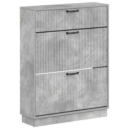 Schoenenkast HOORN 78 x 24 x 100 cm Bewerkt hout Betongrijs