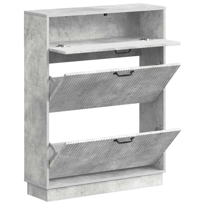 Schoenenkast HOORN 78 x 24 x 100 cm Bewerkt hout Betongrijs
