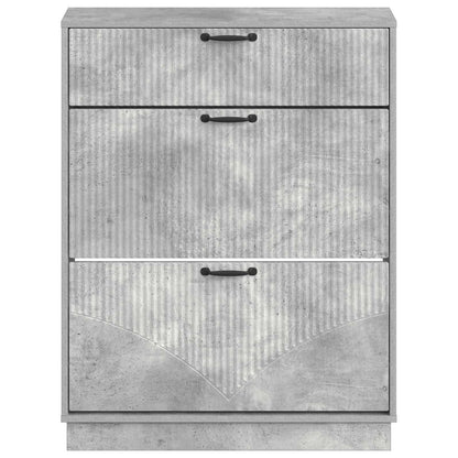 Schoenenkast HOORN 78 x 24 x 100 cm Bewerkt hout Betongrijs