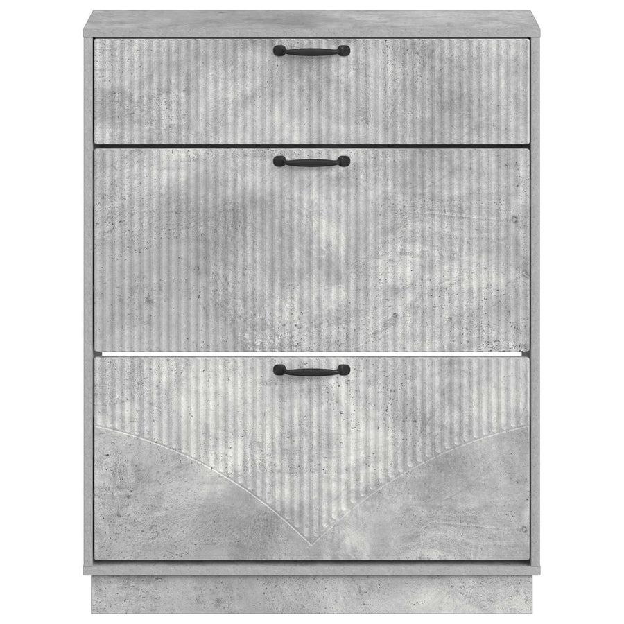 Schoenenkast HOORN 78 x 24 x 100 cm Bewerkt hout Betongrijs