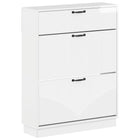 Schoenenkast 78x24x100 cm bewerkt hout hoogglans wit
