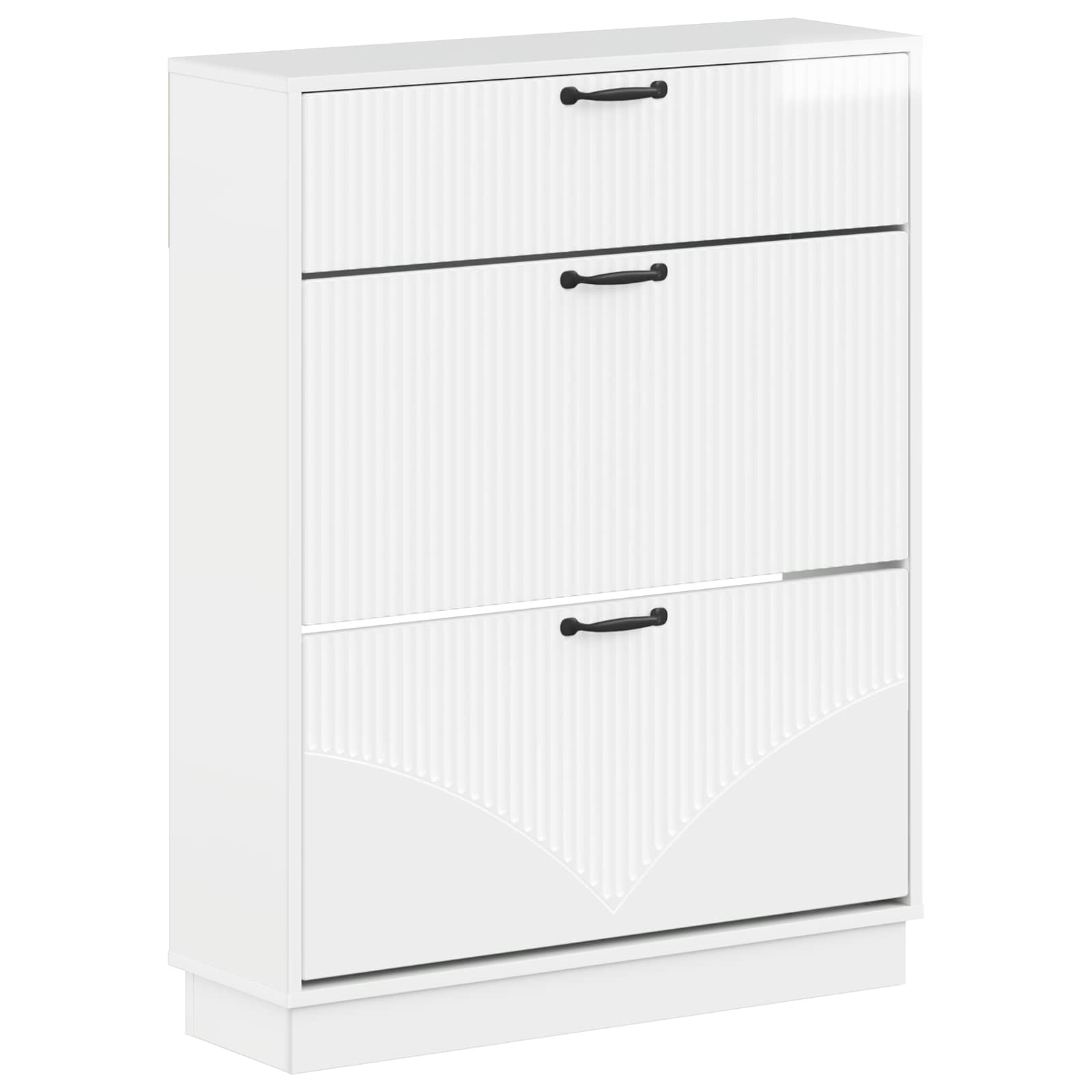Schoenenkast HOORN 78 x 24 x 100 cm Bewerkt hout Hoogglans Wit