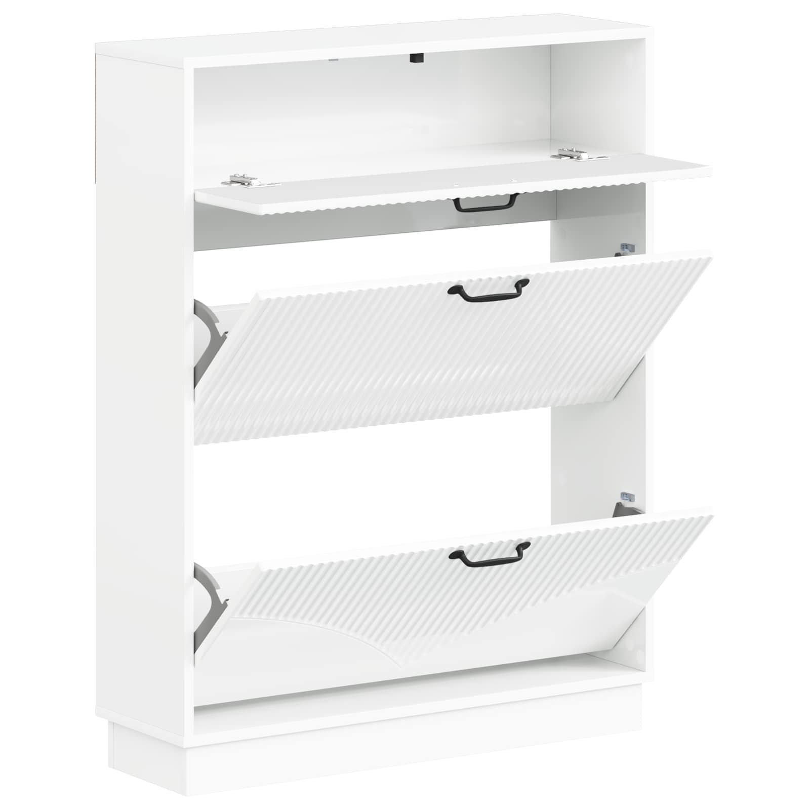 Schoenenkast HOORN 78 x 24 x 100 cm Bewerkt hout Hoogglans Wit