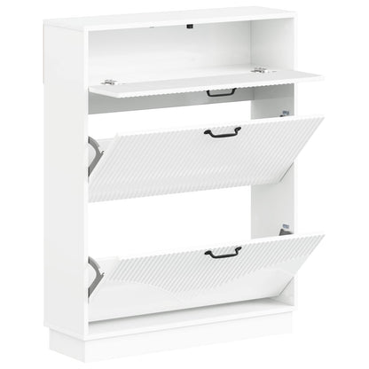 Schoenenkast HOORN 78 x 24 x 100 cm Bewerkt hout Hoogglans Wit