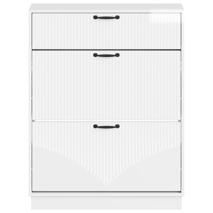 Schoenenkast HOORN 78 x 24 x 100 cm Bewerkt hout Hoogglans Wit